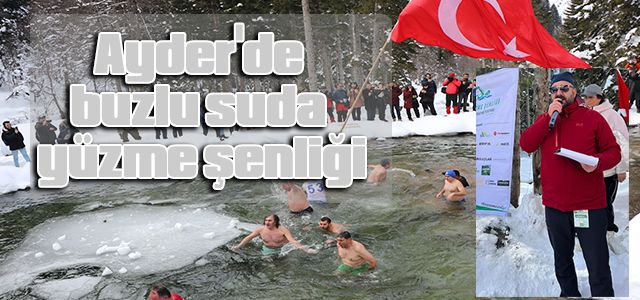 Ayder'de buzlu suda yüzme şenliği