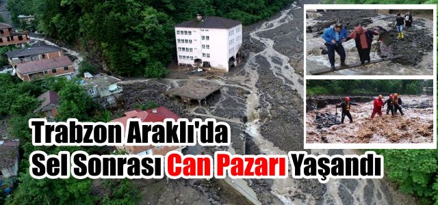 Trabzon'un Araklı ilçesinde yoğun sağanak nedeniyle bazı ev ve iş yerlerini su bastı. 